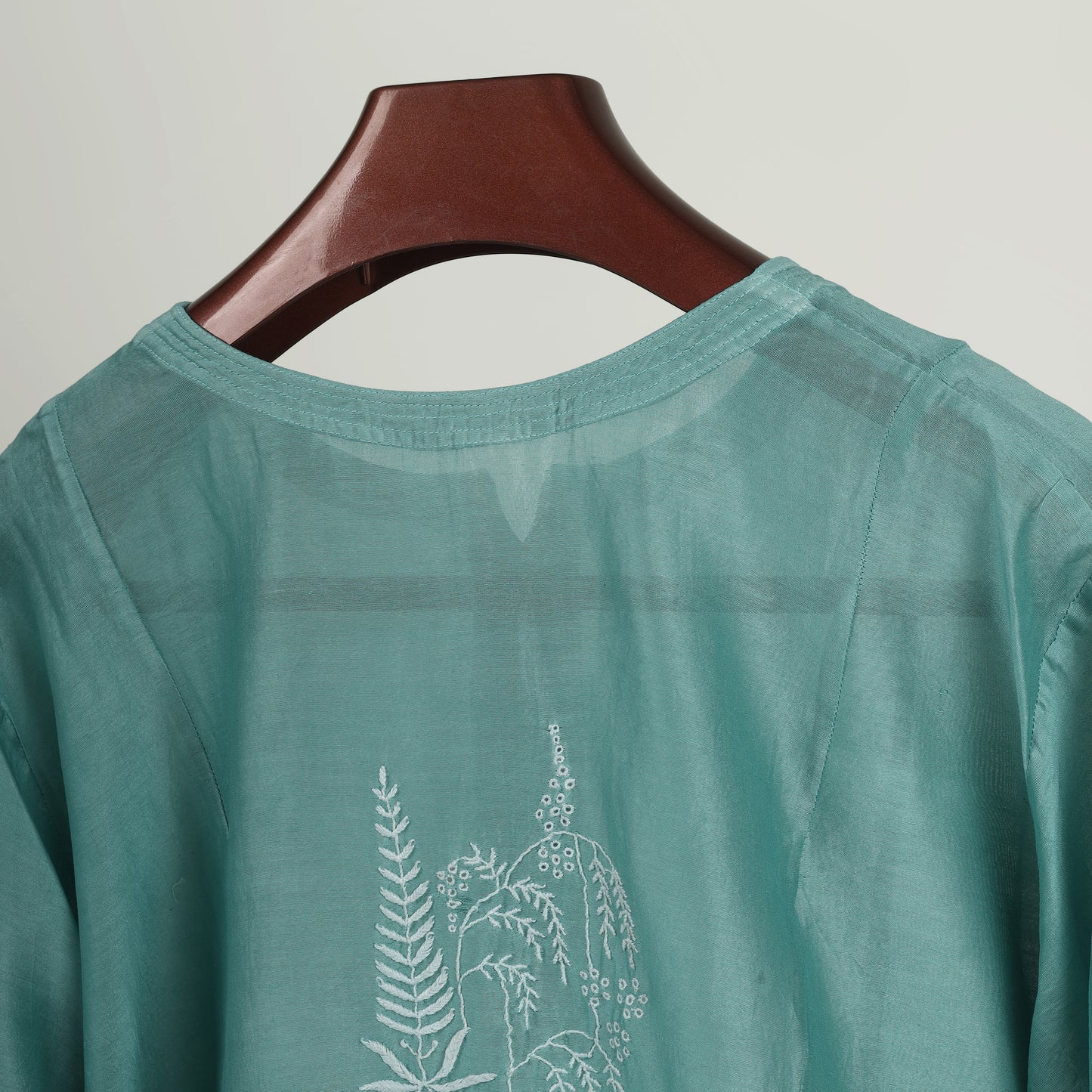 Serene Lagoon Mul Chanderi Semi-Stitched Chikankari Coord Set