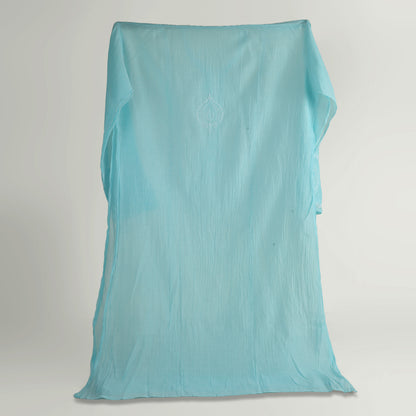 'Sky Veil' Blue Mul Chanderi Chikankari Unstitched Set