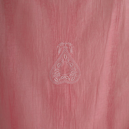 'Rosy Dawn' Mul Chanderi Chikankari Unstitched Set
