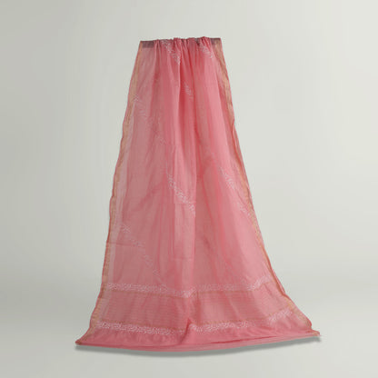'Rosy Dawn' Mul Chanderi Chikankari Unstitched Set