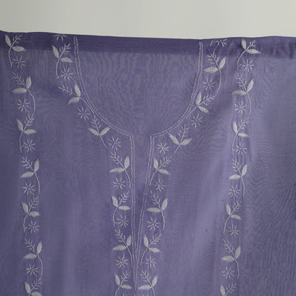 'Lavender Grove' Mul Chanderi Chikankari Unstitched Set