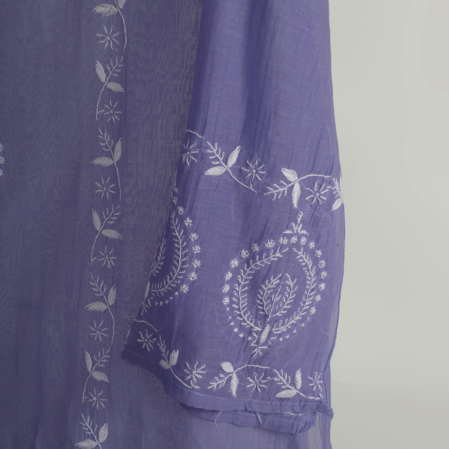 'Lavender Grove' Mul Chanderi Chikankari Unstitched Set