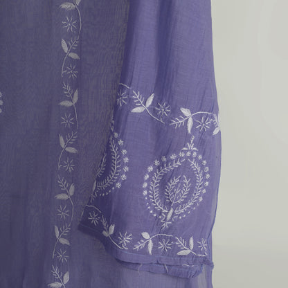 'Lavender Grove' Mul Chanderi Chikankari Unstitched Set
