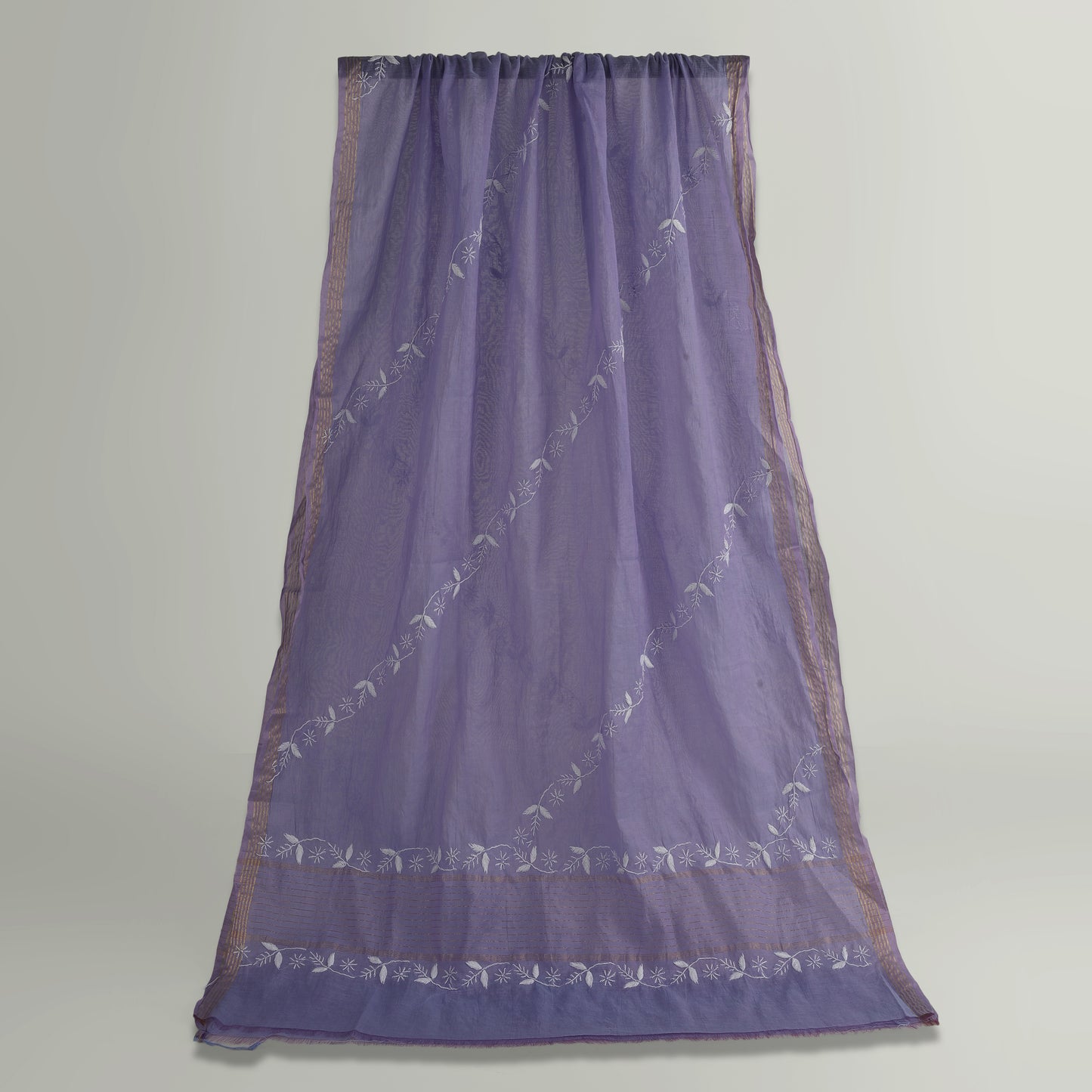 'Lavender Grove' Mul Chanderi Chikankari Unstitched Set