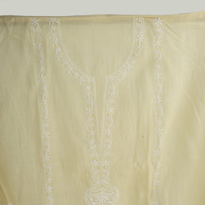 'Vanilla Petals' Mul Chanderi Chikankari Unstitched Set