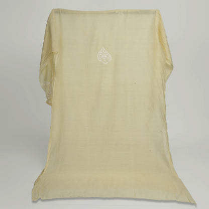 'Vanilla Petals' Mul Chanderi Chikankari Unstitched Set