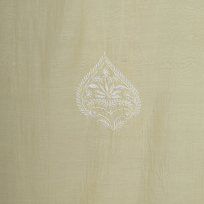 'Vanilla Petals' Mul Chanderi Chikankari Unstitched Set