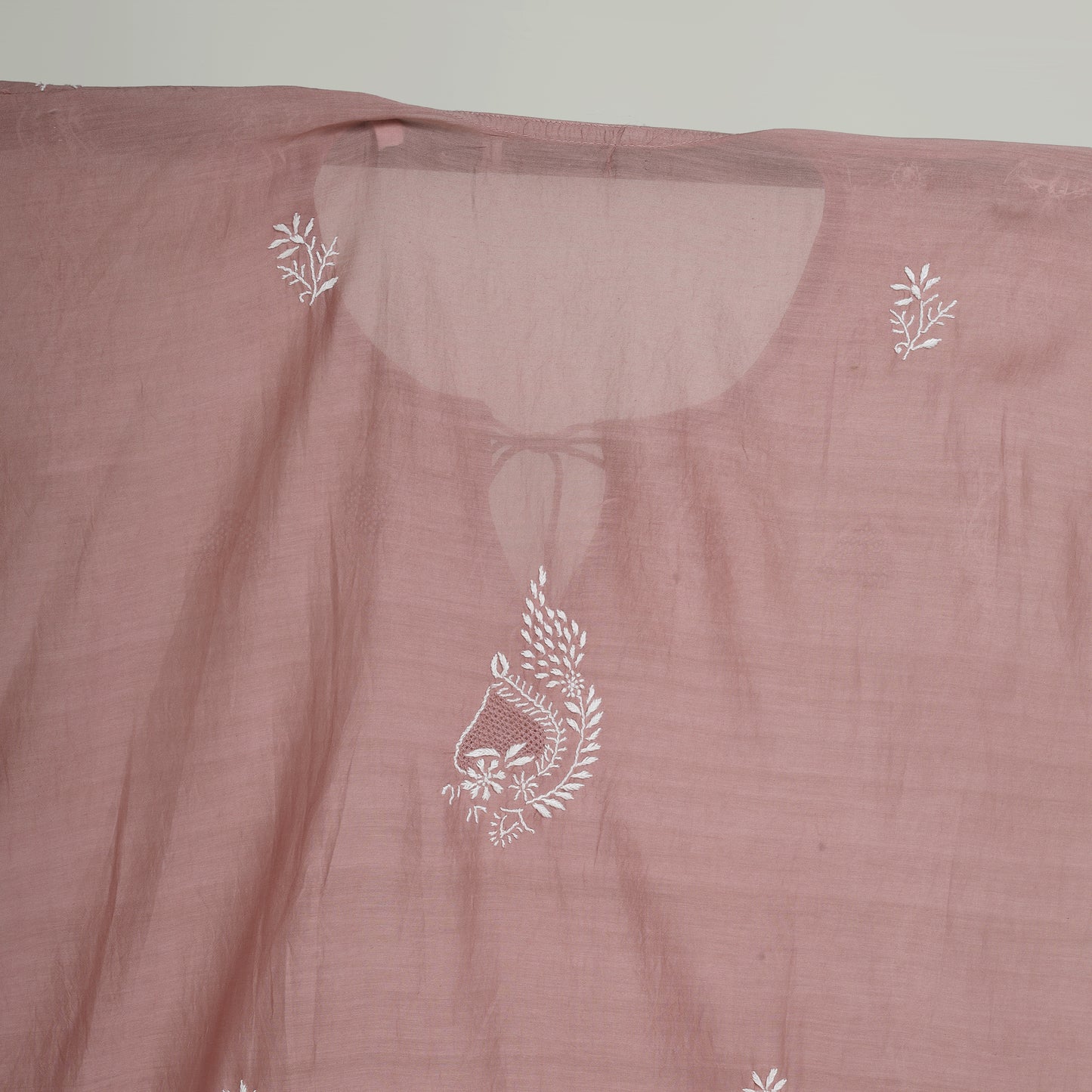 'Desert Rose'  Taupe Mul Chanderi Chikankari Semi-stitched Kaftan