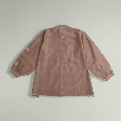 Mocha Muse Chanderi Chikankari Semi-stitched Shirt