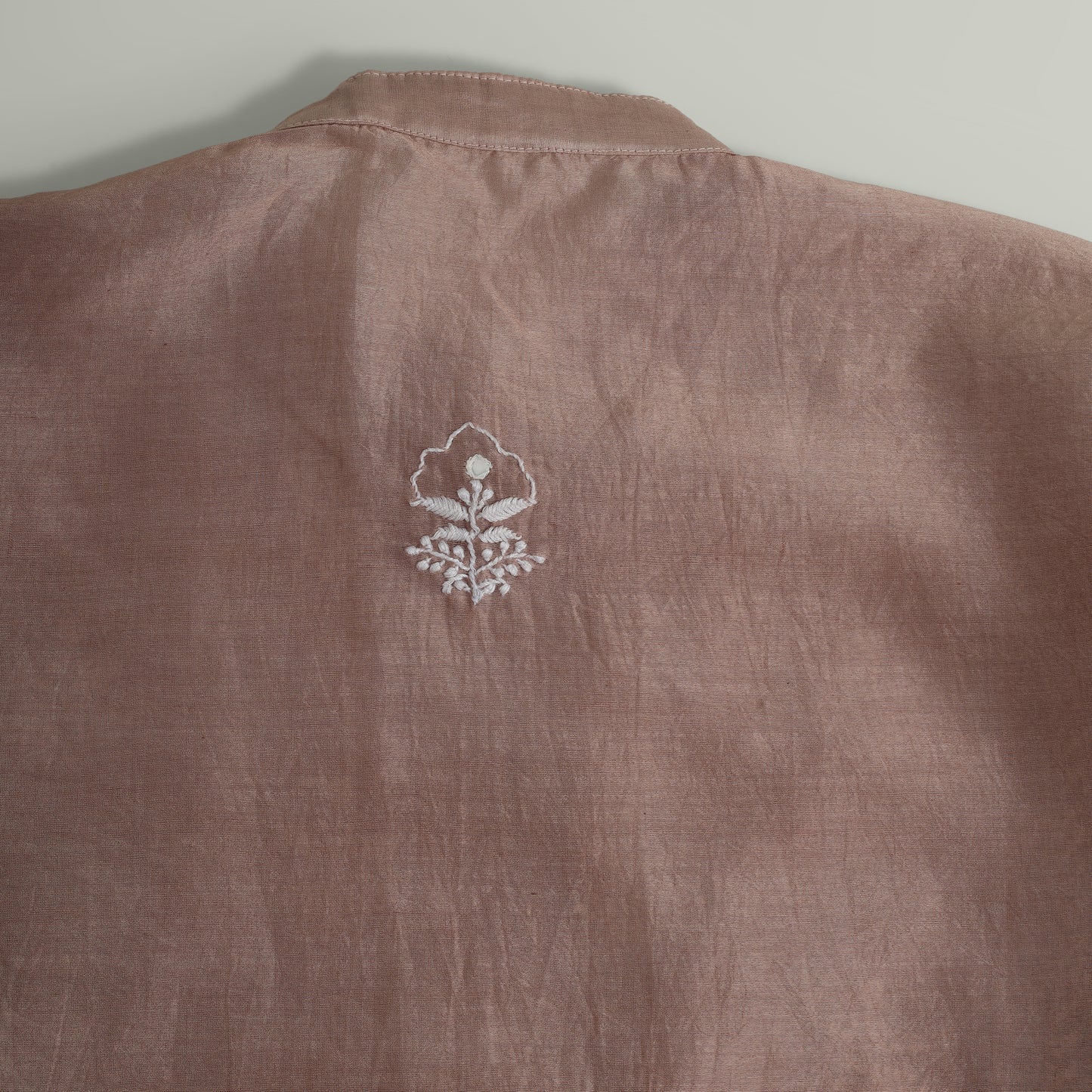 Mocha Muse Chanderi Chikankari Semi-stitched Shirt