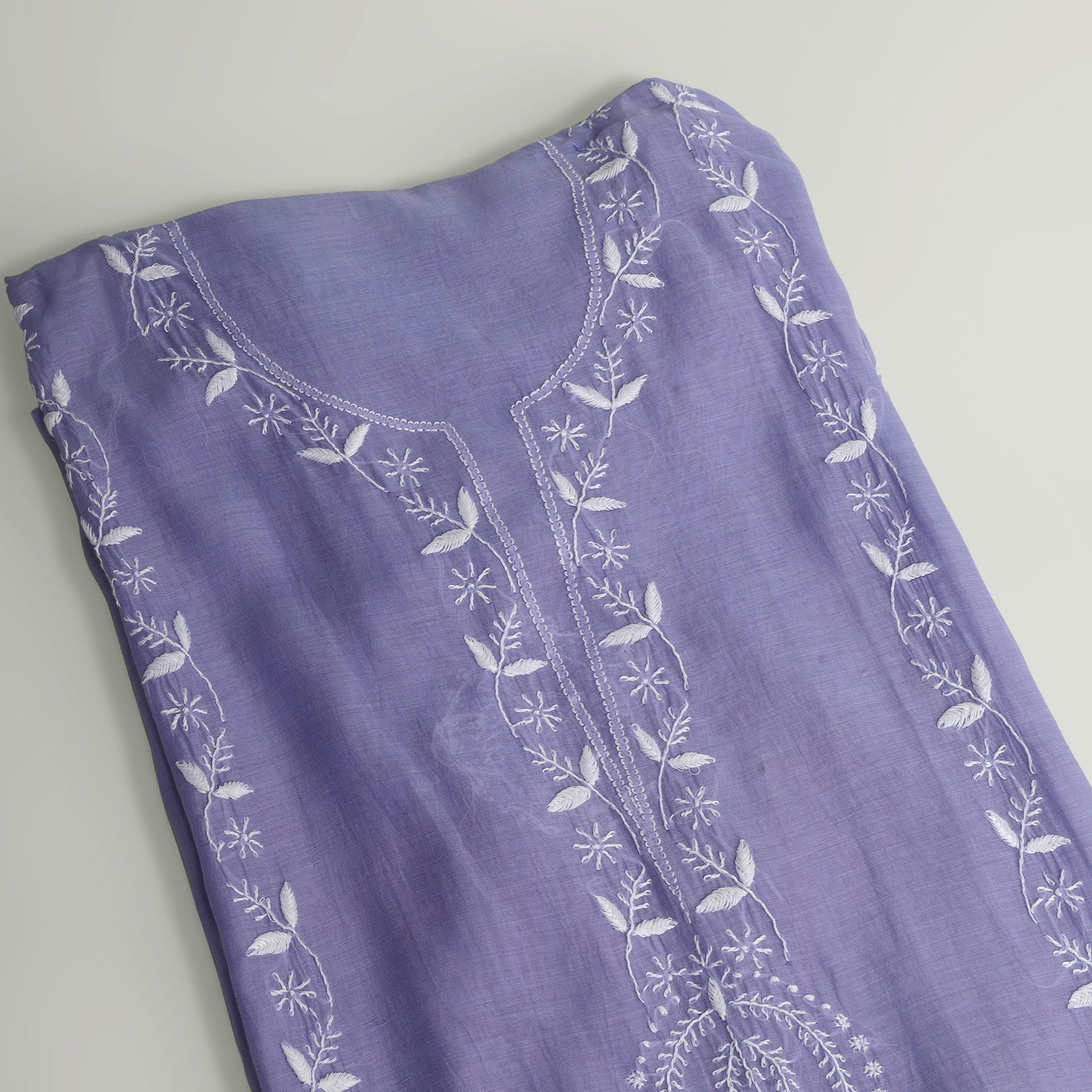 'Lavender Grove' Mul Chanderi Chikankari Unstitched Set