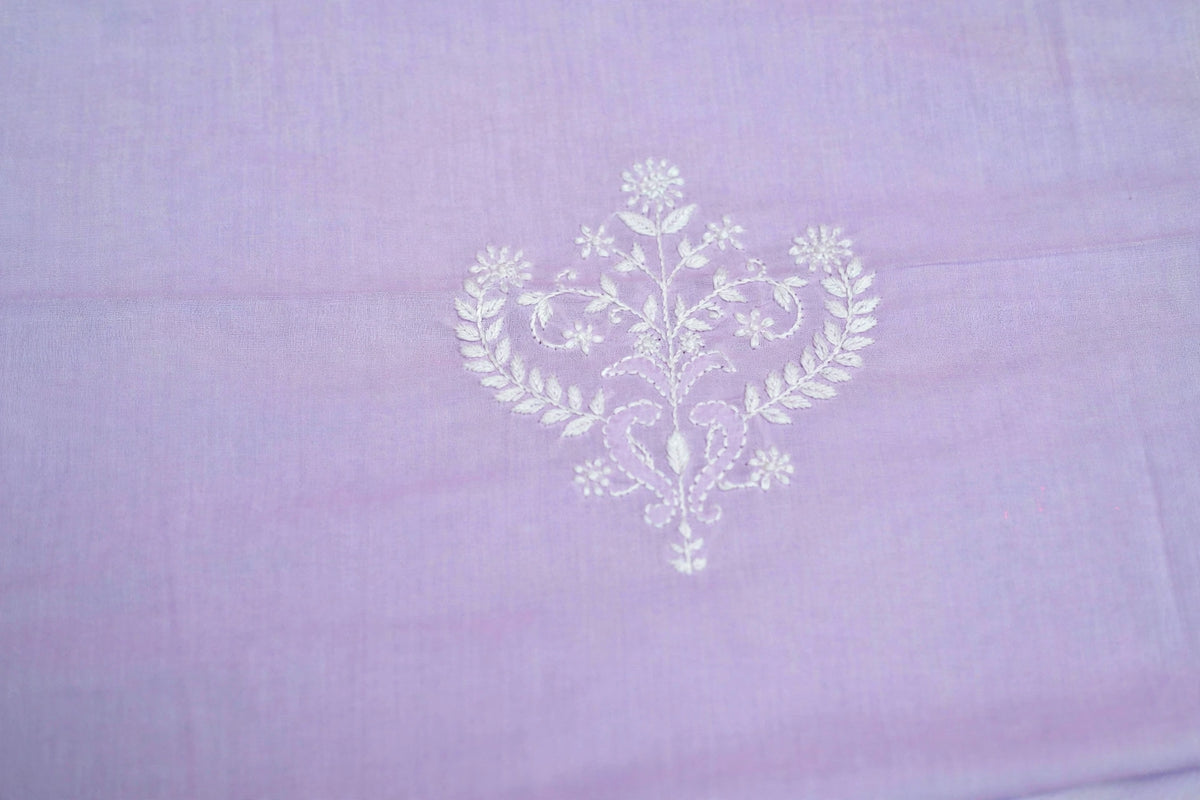 Lilac Mist Cotton Unstitched Chikankari Kurta Pant Set