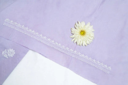 Lilac Mist Cotton Unstitched Chikankari Kurta Pant Set