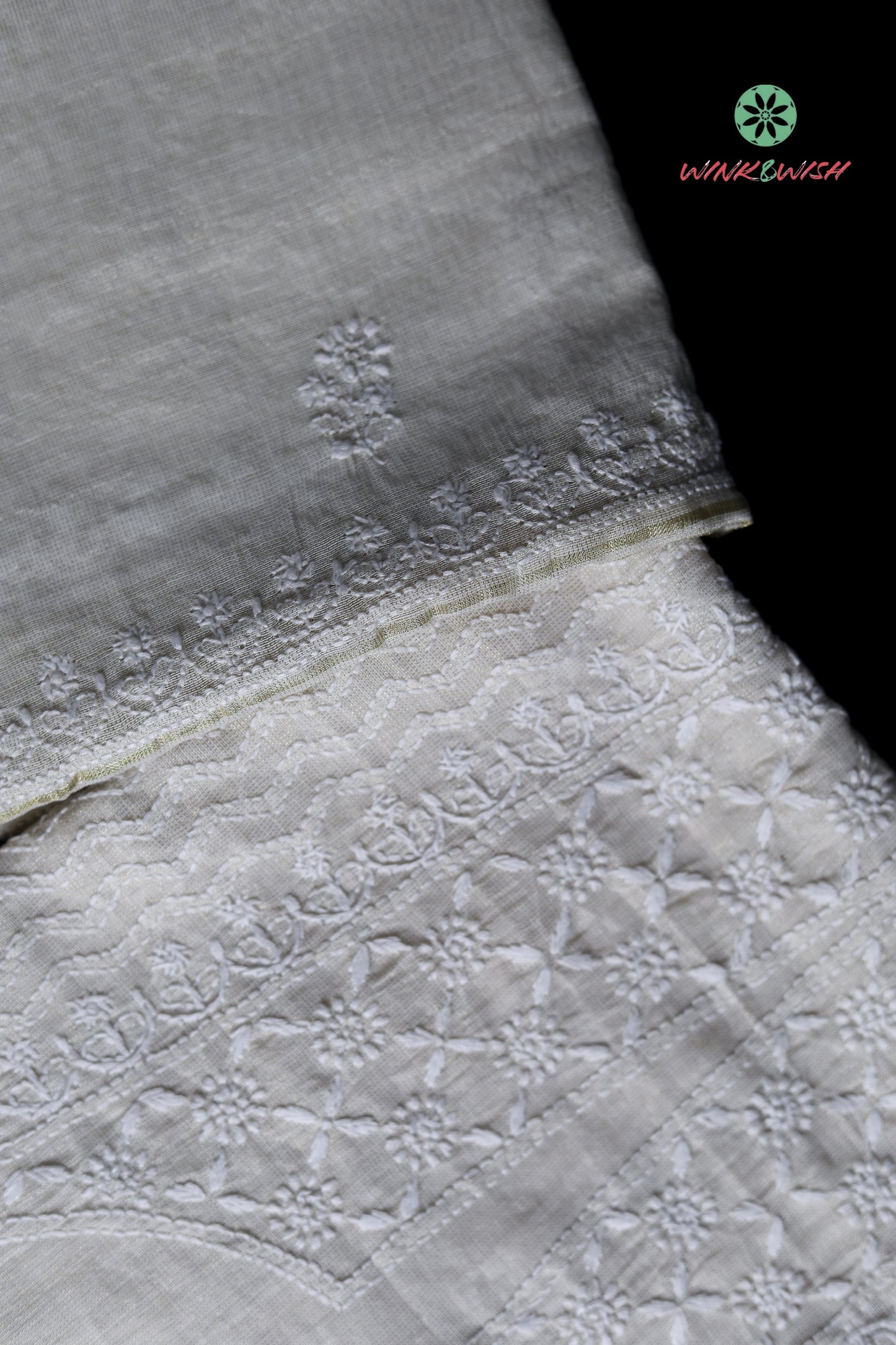 Off White Pure Tissue Unstitched Chikankari Suit set