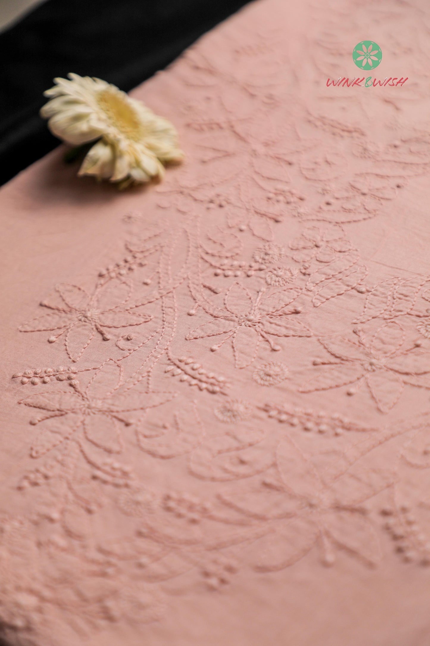 Vintage Pink Mul Cotton Unstitched Chikankari Suit set