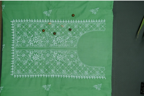 Sneh - Set of 2 Chikankari Kurta Material - Blue and Green