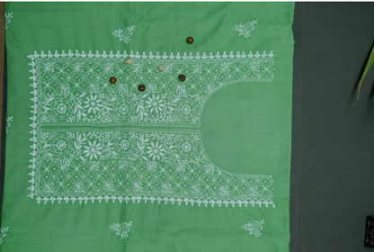 Sneh - Set of 2 Chikankari Kurta Material - Blue and Green