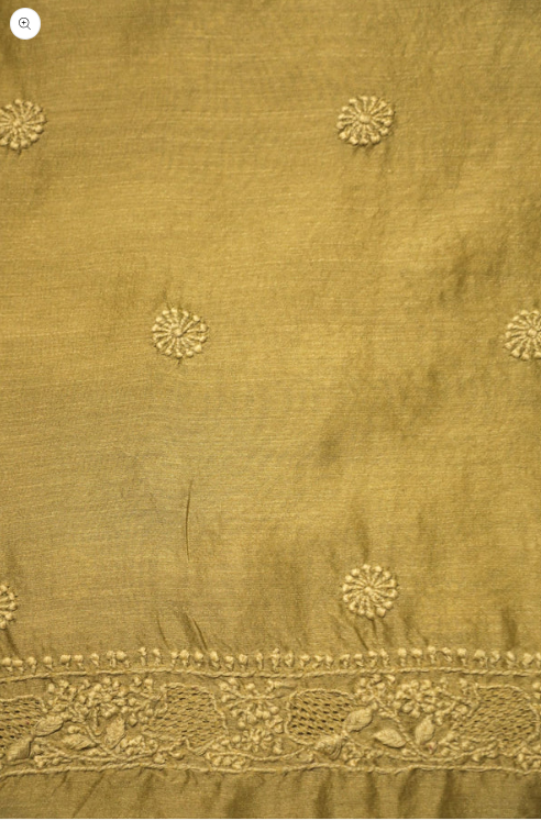 Umang - Set of 2 Chanderi Chikankari Kurta Material - Blue and Olive