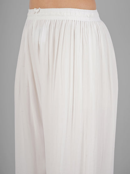 Pure Georgette Dyeable Straight White Chikankari Palazzo