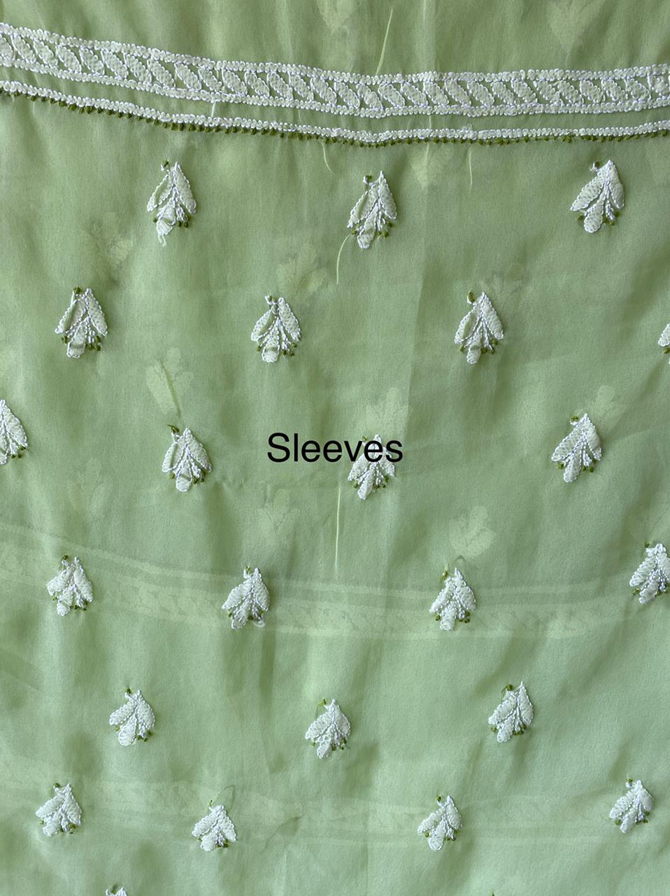 Pista green elegant Unstitched Chikankari Suit Material